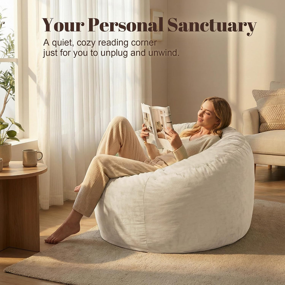 Soft conforming seating for reading, gaming and casual rest, fits adults and teens.