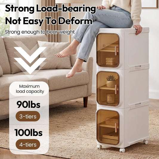 ⚡Narrow Slim Foldable Bathroom Storage Cabinet, Movable Design