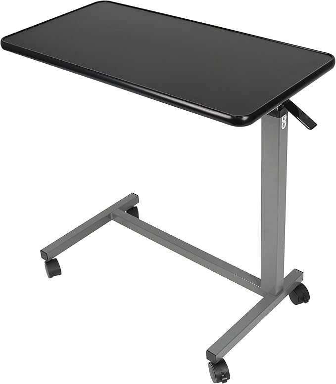 Adjustable Overbed Bedside Table with Wheels
