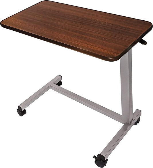 Adjustable Overbed Bedside Table with Wheels