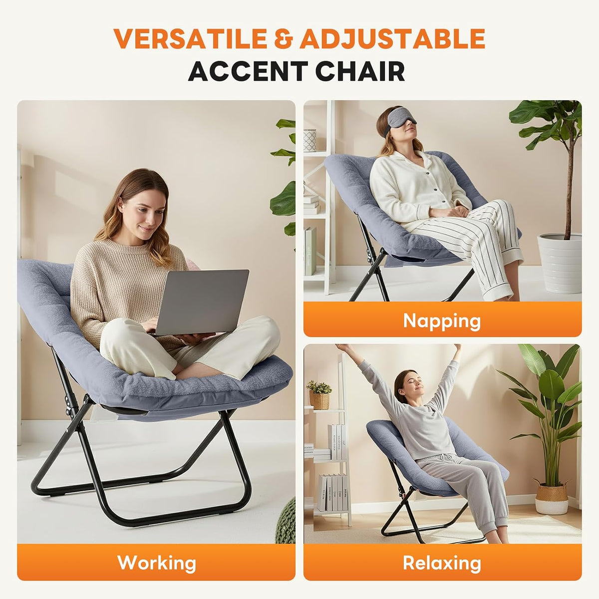 Comfortable chair for adults, foldable living room chair, outdoor chair