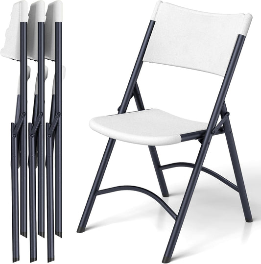 Pack Black Heavy‑Duty Folding Chairs | 500‑lbs Capacity Metal Frame Portable Plastic