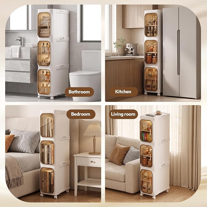 ⚡Narrow Slim Foldable Bathroom Storage Cabinet, Movable Design
