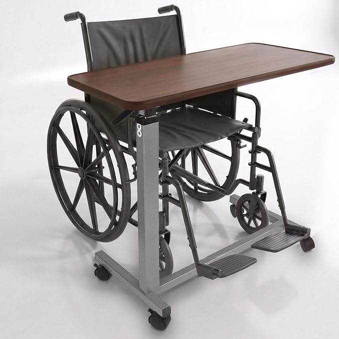 Adjustable Overbed Bedside Table with Wheels