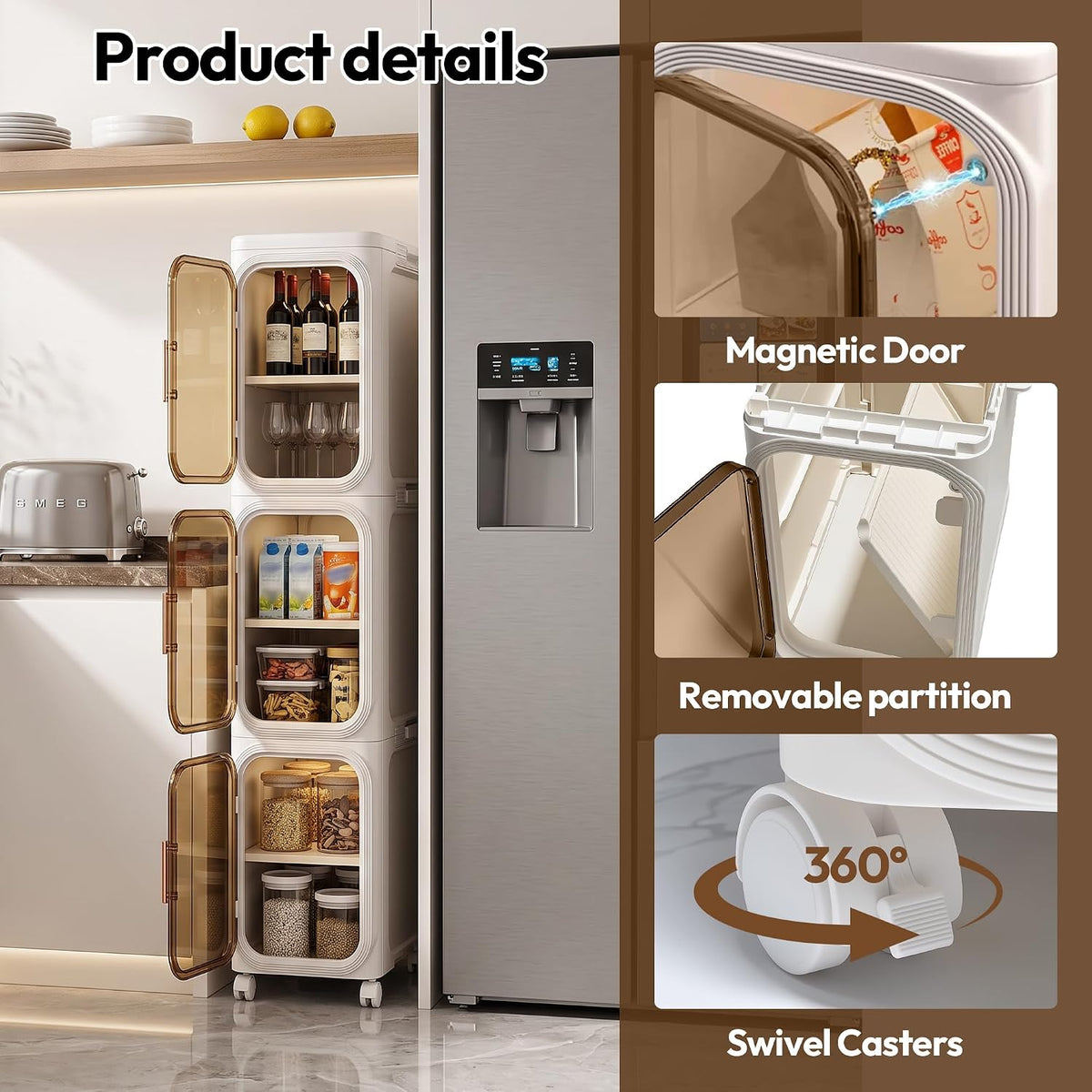 ⚡Narrow Slim Foldable Bathroom Storage Cabinet, Movable Design
